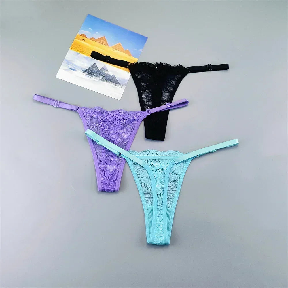 Celestine Adjustable Lace Thong Pack Lingerie 3-piece