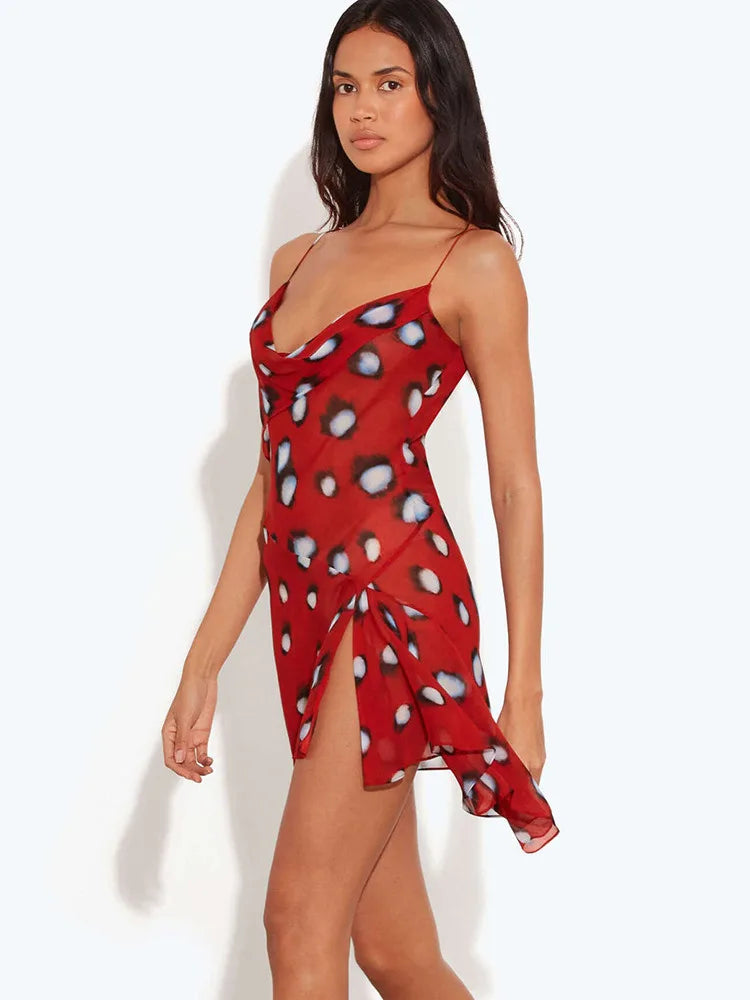 Valeria Abstract-Print Asymmetrical Ruffle Mini Dress