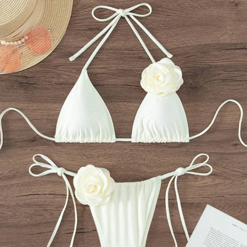 Amara 3D Floral Halter Bikini Two-piece