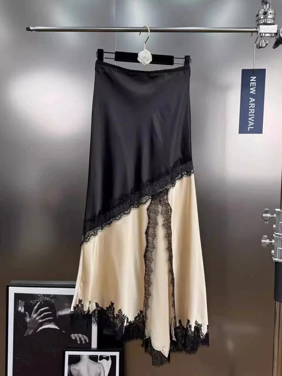 Fabienne Lace Cutout Asymmetrical Midi Skirt One-piece
