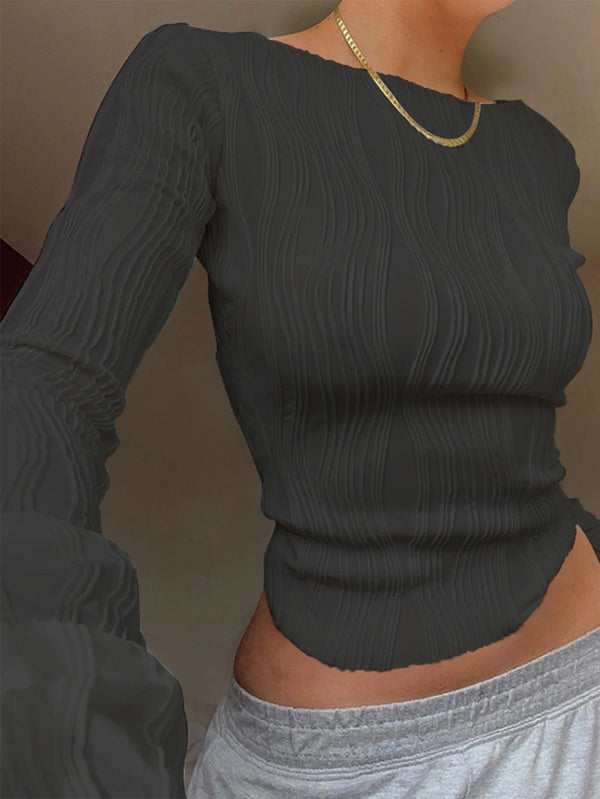 Monique Slim-Fit Long-Sleeve Knit Crop Top One-piece