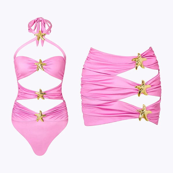 Flora Drawstring Tankini Skirt Three-piece