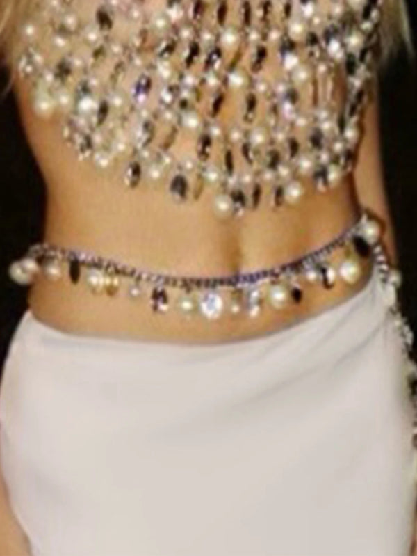 Sexy see through metal rhinestone crop top summer beach nightclub party tops for woman y2k clothes cropped halter tank top suits