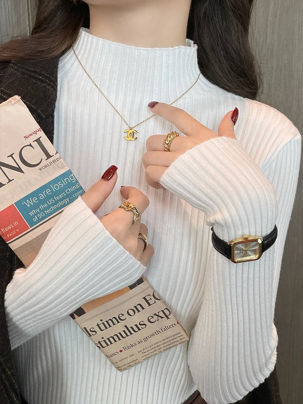 Clementina Slim Twist-Rib Knit Turtleneck Sweater One-piece