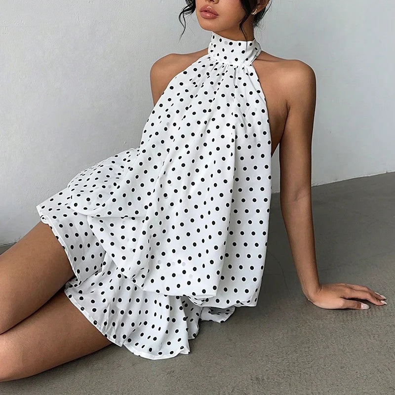Wren Ruched Halter A-Line Mini Dress