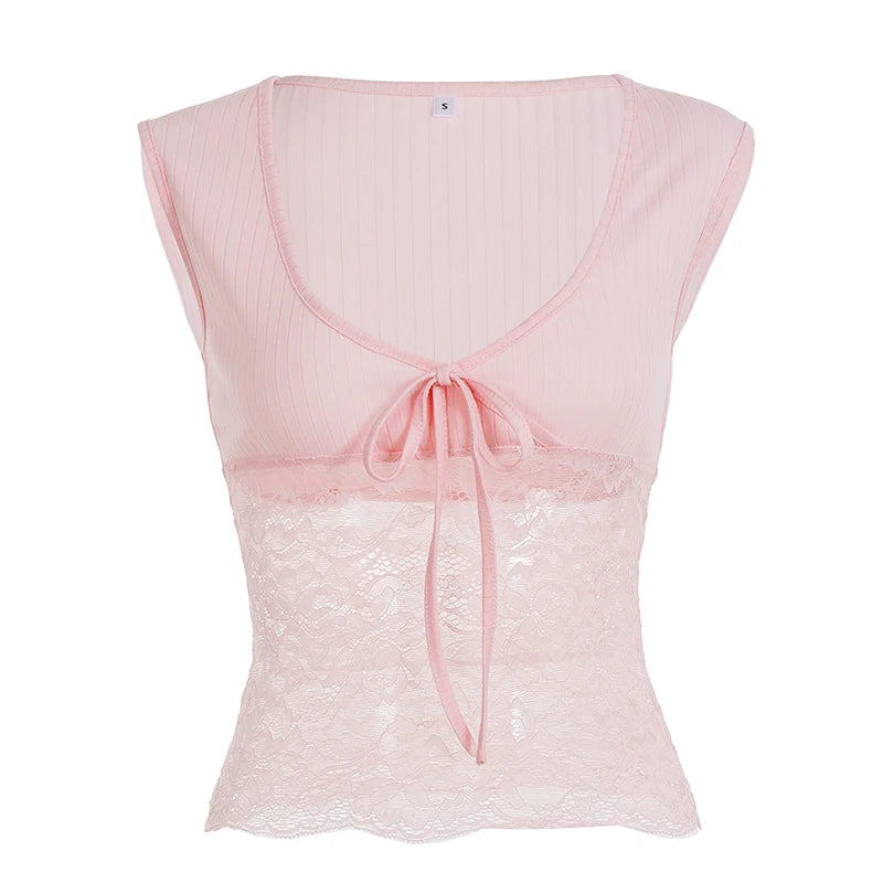 Rosalie Blush Lace Ribbed One-piece top