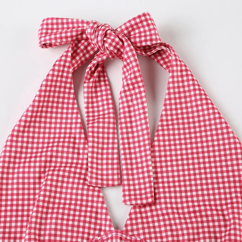 Dahlia Polka-Dot Halter Crop Top One-piece