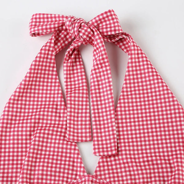 Dahlia Polka-Dot Halter Crop Top One-piece