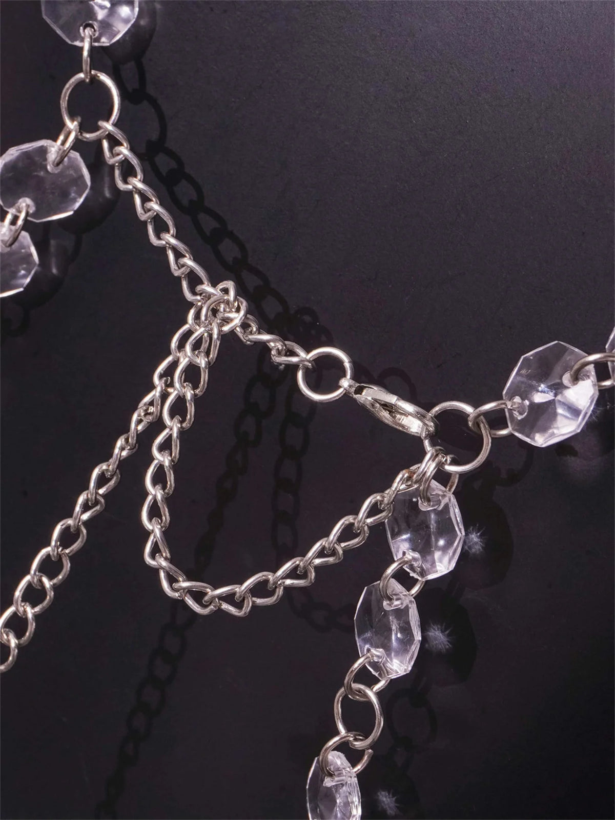 Gilda Clear Crystal Chain See-Through Lingerie Slip Mini Cover-Up