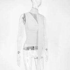 Cecelia Soft Whisper Ruched Draped Sleeveless Scarf Top One-piece