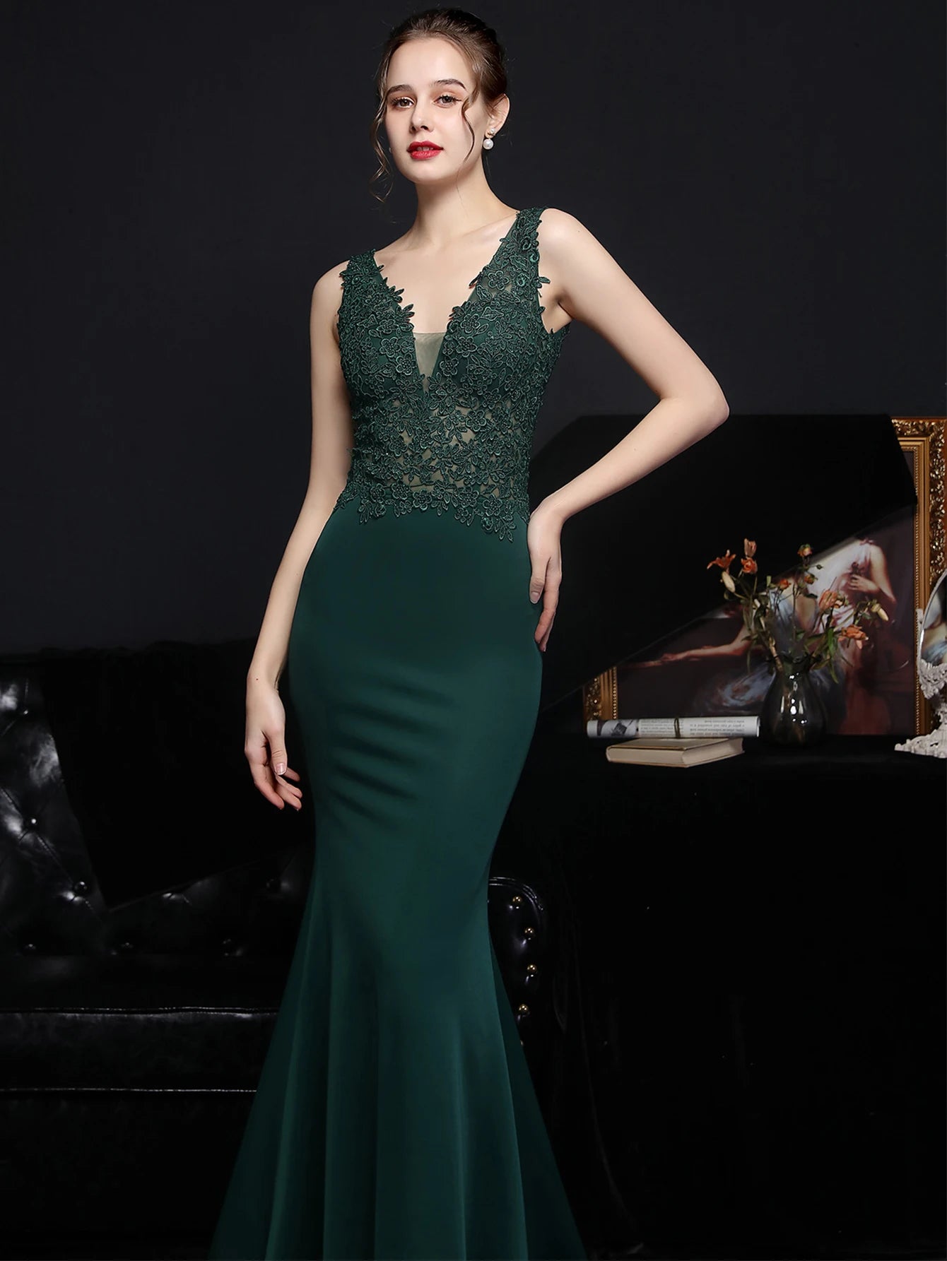 Genevra Rhinestone Backless Mermaid Maxi Dress
