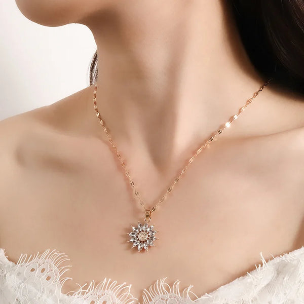 Delia Zirconia Flower Pendant Necklace