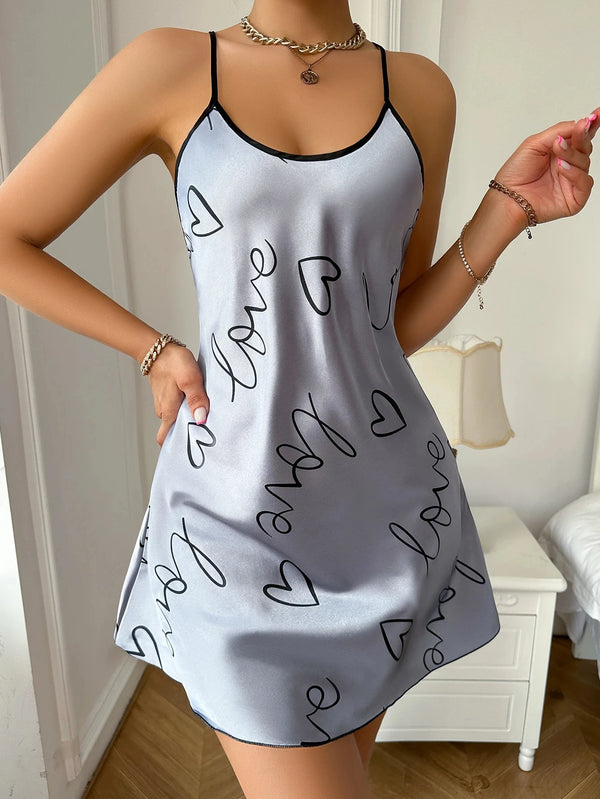 Cora Heart-Print Sleep Dress One-piece