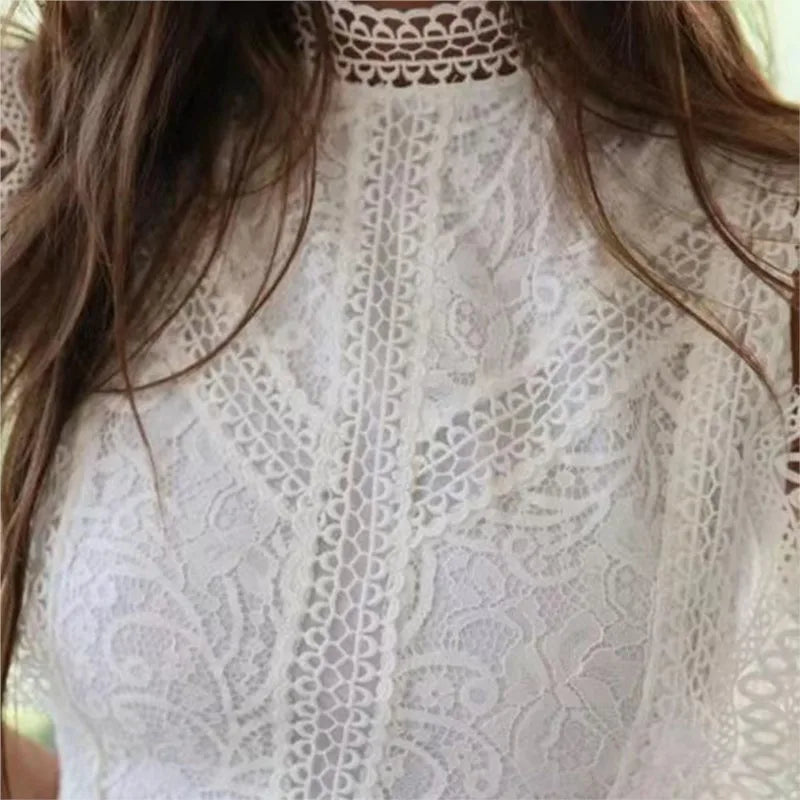 Nerina Geometric Lace Chiffon Tank Top One-piece
