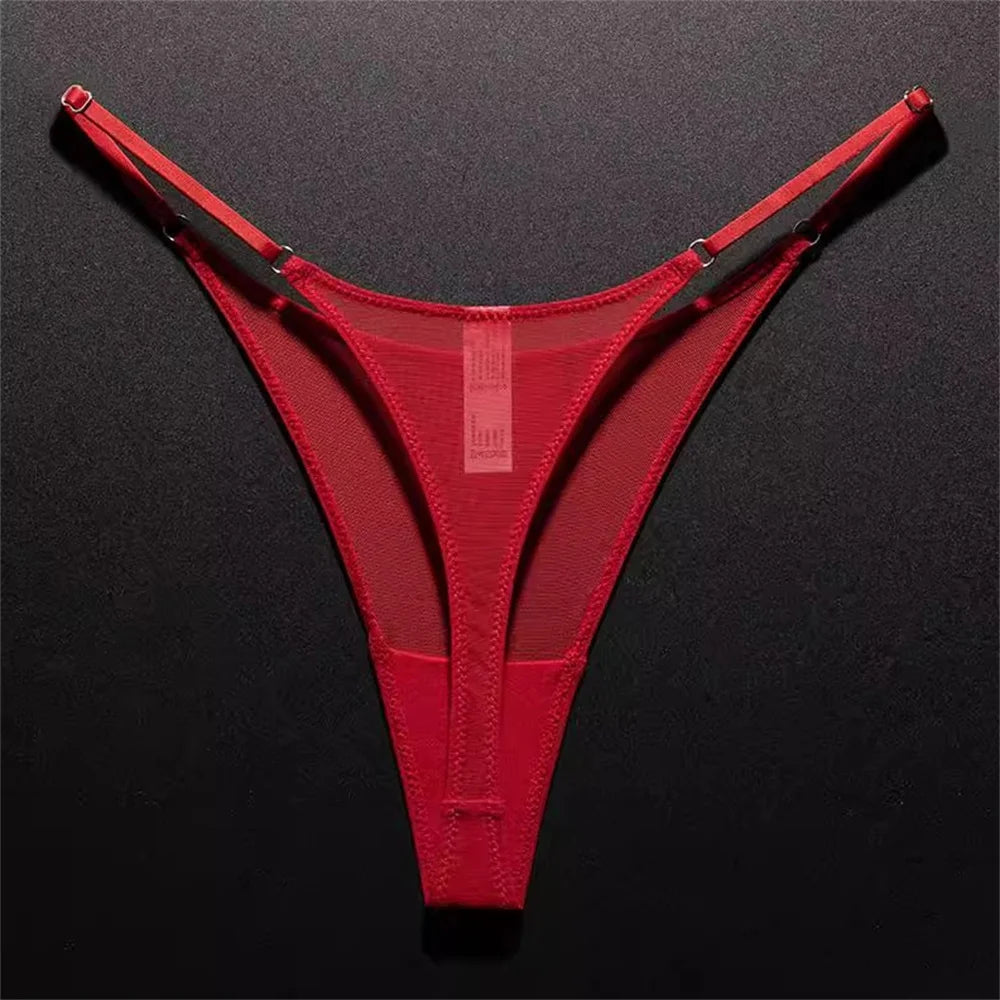 High Slit Women Seamless Thong Ultra-thin Mesh Sexy Underwear Transparent Gauze Sports Fitness G-string Plus Size Secondary image