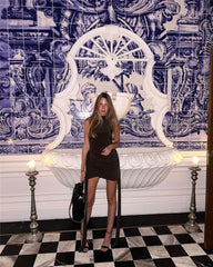 Natalia Sleeveless Ruched Bodycon Mini Dress with Side Drape