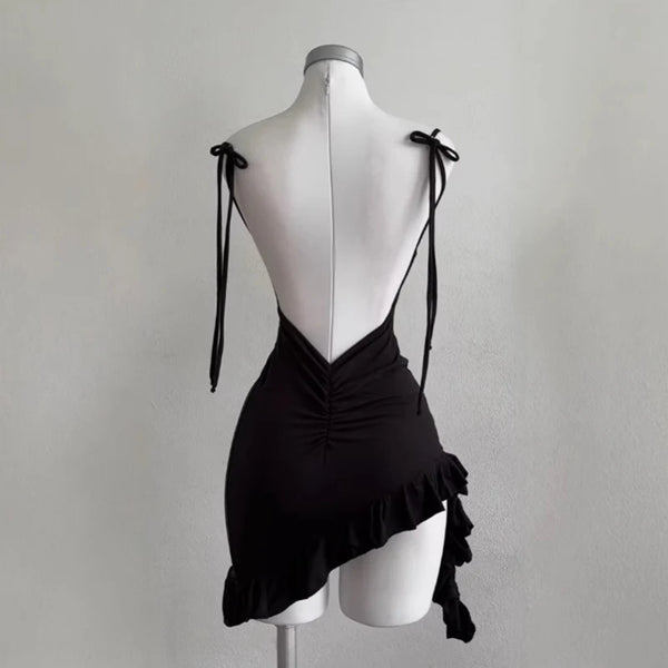 Noelle Lace-Up Backless Mini Dress