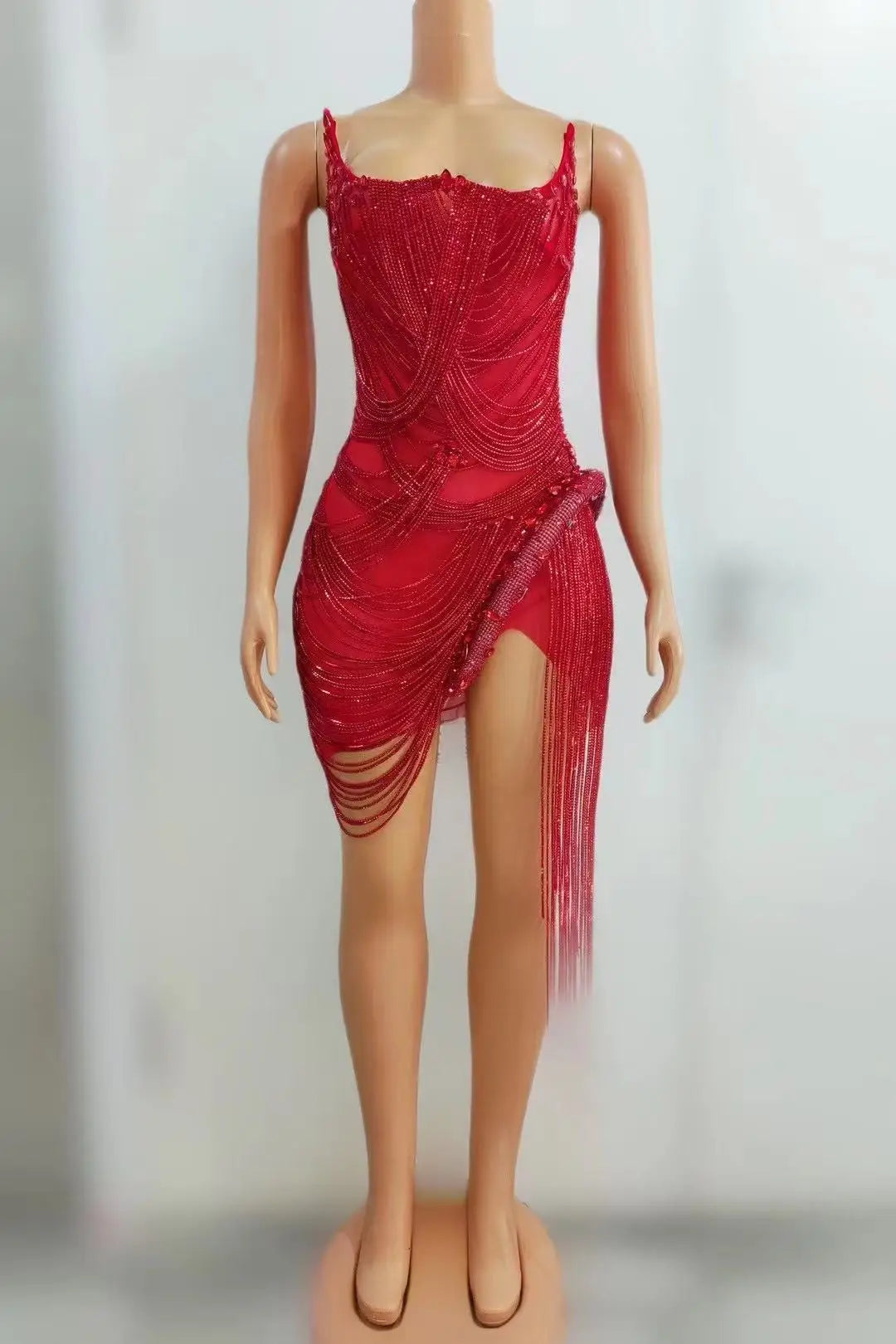 Estelle Rhinestone Knee-Length Performance Dress