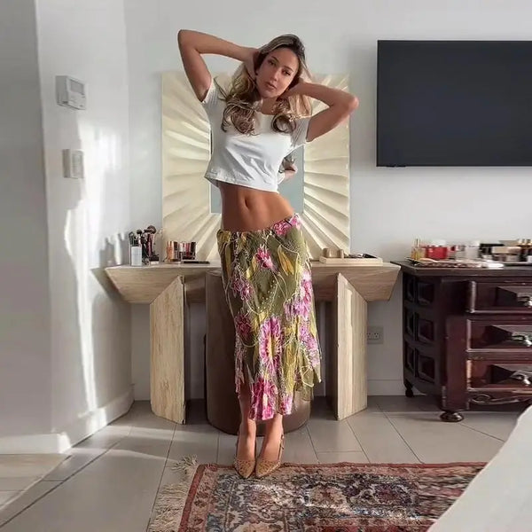 Romy Floral Satin Maxi Skirt One-piece