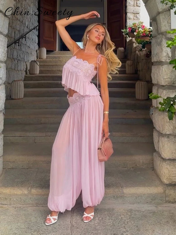 Eloise A-Line Lace Pants Set Two-piece