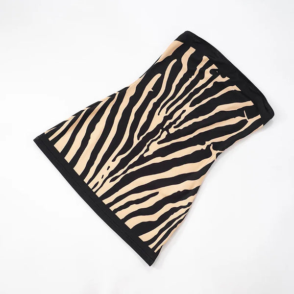 Zuri Zebra-Print Strapless Backless Mini Dress