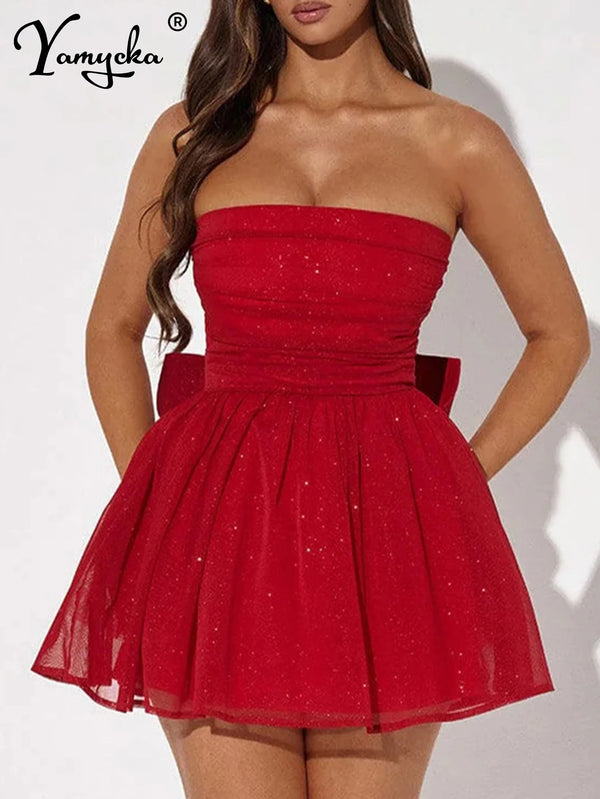 Adeline Mesh Strapless Mini Dress