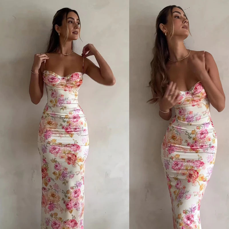 Liora Floral Spaghetti-Strap Split Maxi Dress