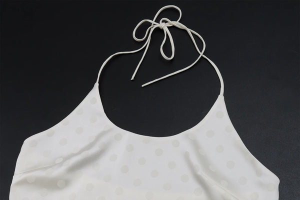 Petra Polka-Dot Satin Halter Midi Skirt Set Two-piece