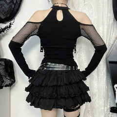 Ophelia Noir Fishnet Harness Top One-piece