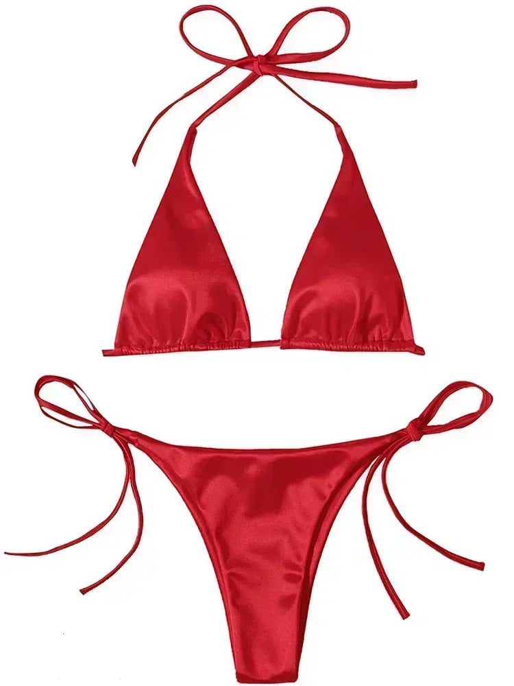 Valentina Metallic Wrap Halter Bikini Two-piece