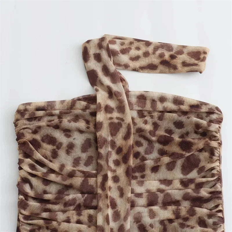 Nahara Leopard Ruched Bandeau Top & Midi Skirt Separates