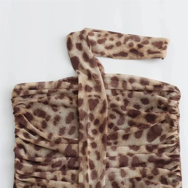 Nahara Leopard Ruched Bandeau Top & Midi Skirt Separates