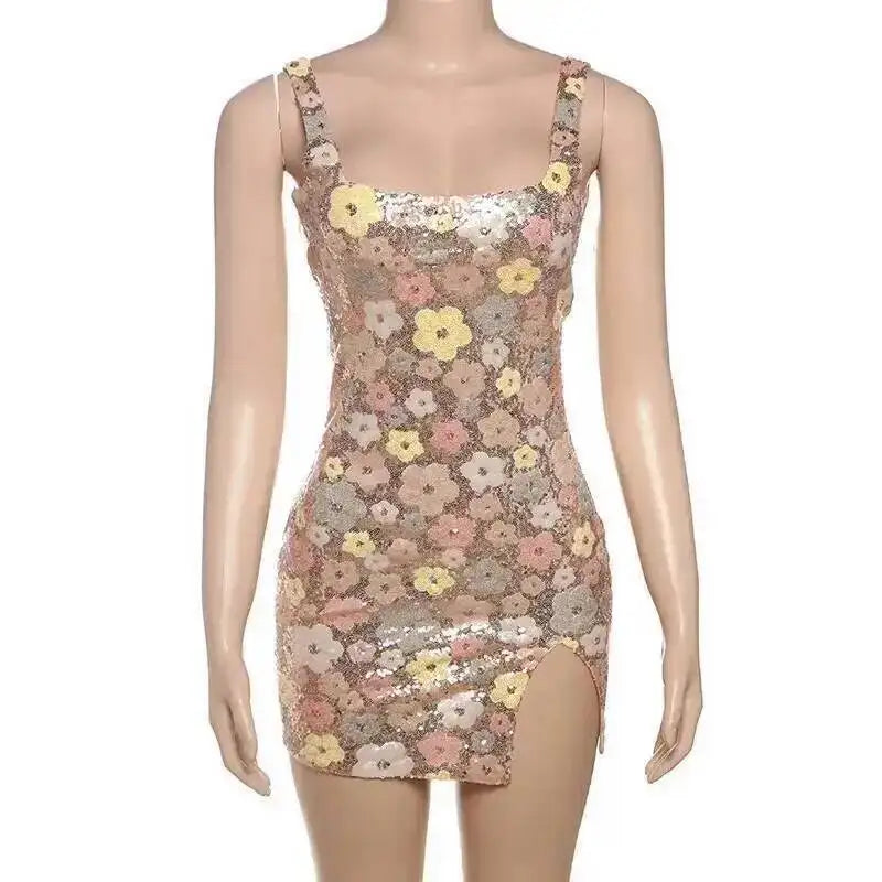 Townlike Floral Sequin bodycon mini dress