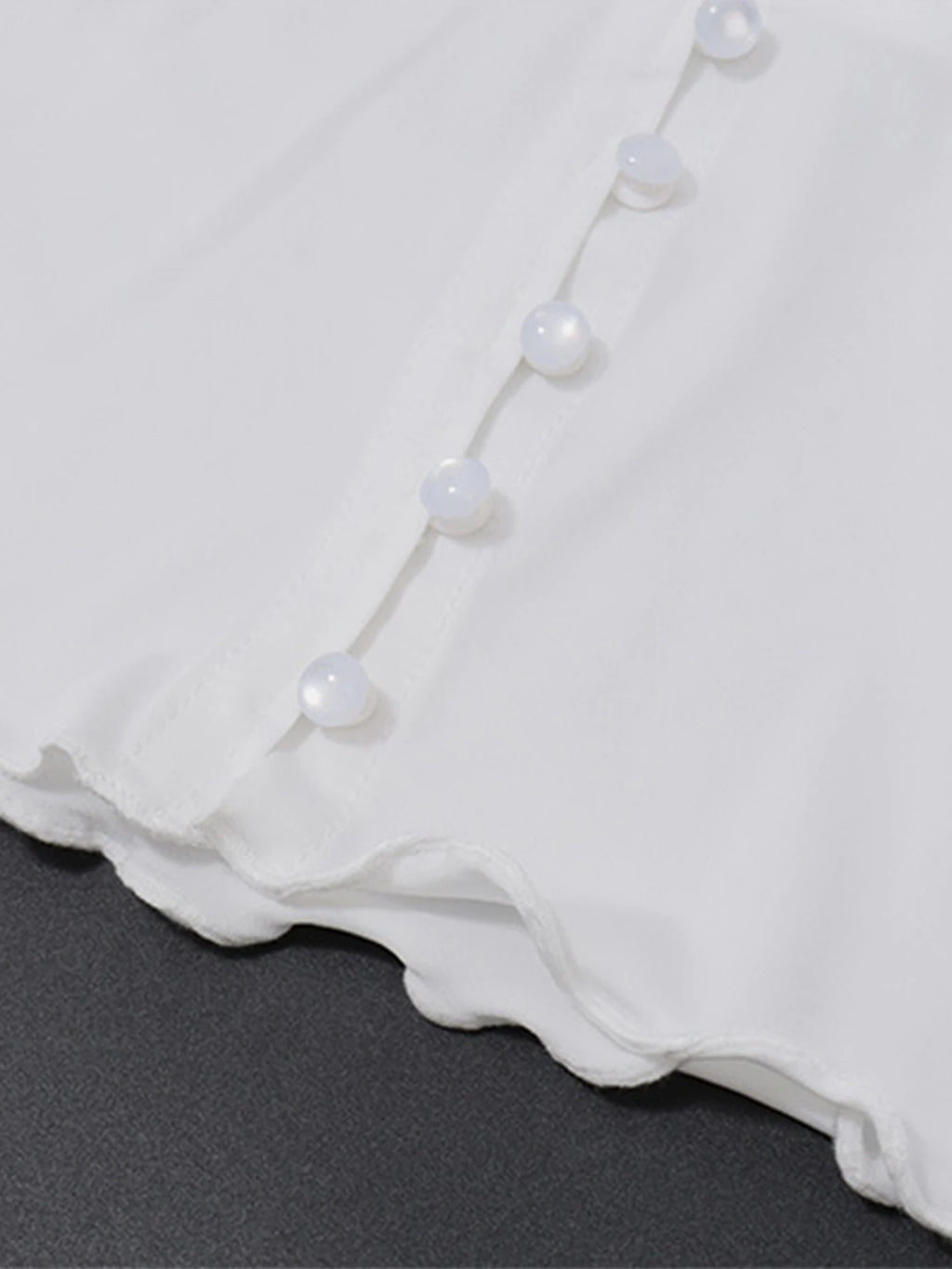 Ivette White Ruffle V-Neck Long-Sleeve Mini Dress