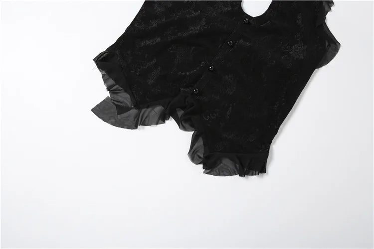 Vesper Mesh Ruffle Cutout Midi Skirt Set Two-piece