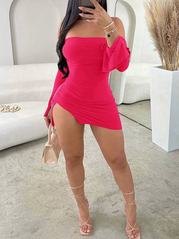 Livia Off-Shoulder Long-Sleeve Bodycon Mini Dress