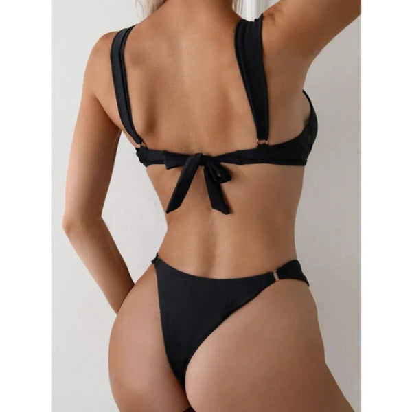 Black Sexy Bikinis Solid Swimsuits Women Swimwear Push Up Female Beach Swim Wear Bathing Suits Brazilian Bikini Set Pool Bather