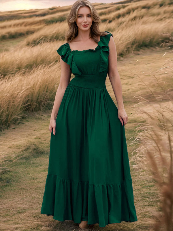 Calliope Ruffled Backless A-Line Maxi Dress