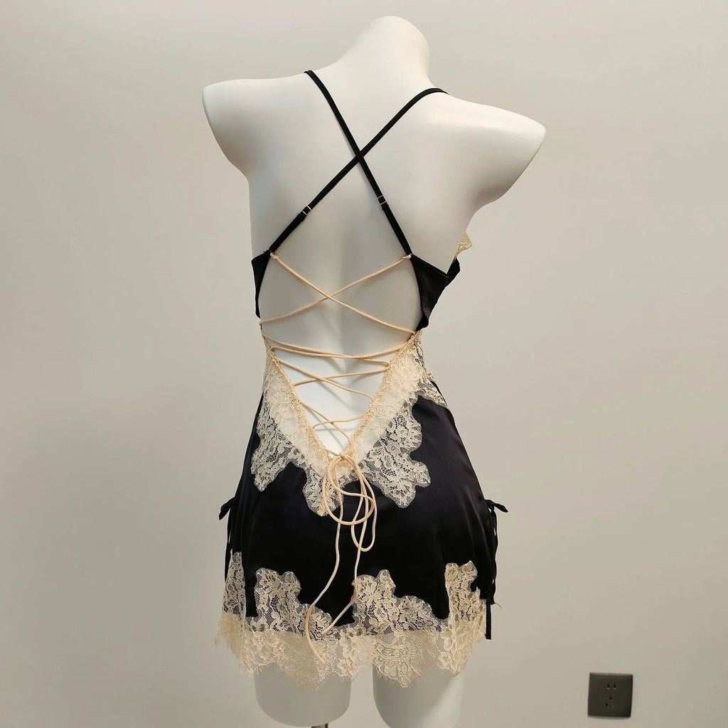 Farrah Lace Satin Nightgown One-piece
