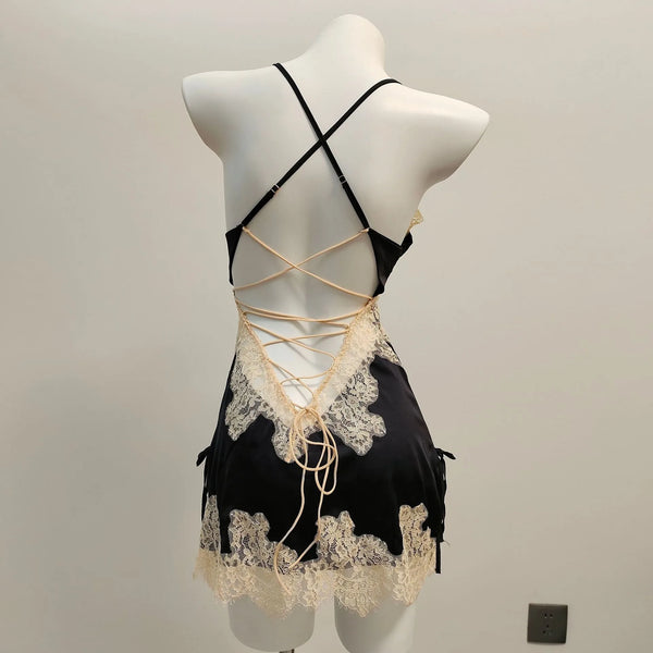 Farrah Lace Satin Nightgown One-piece