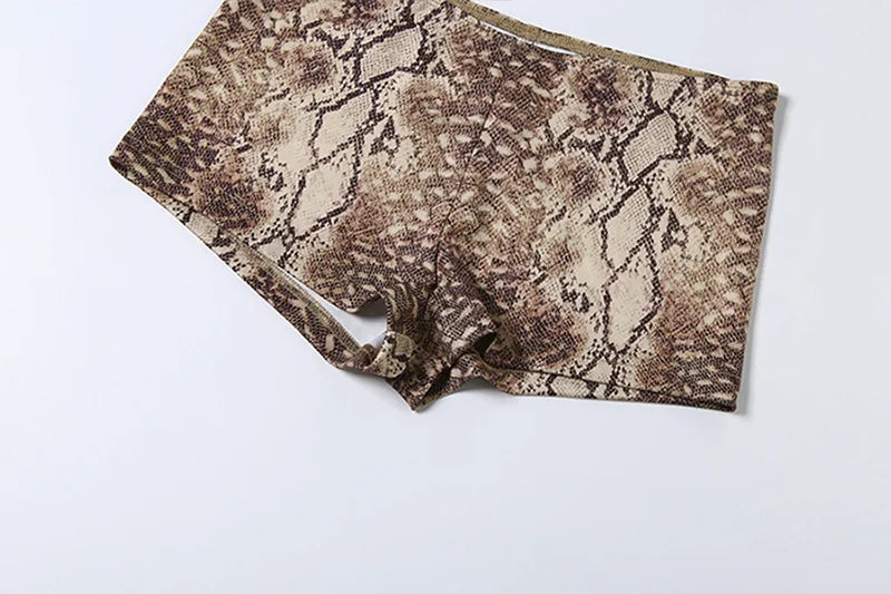 Sahara Snake-Print Halter Shorts Set Two-piece