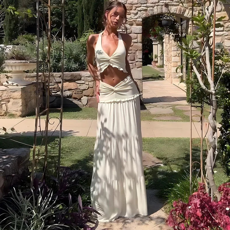 Alessia Frill Halter Maxi Skirt Set Two-piece