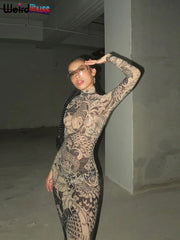 Jenny Midnight Dragon Long Sleeve Maxi Dress