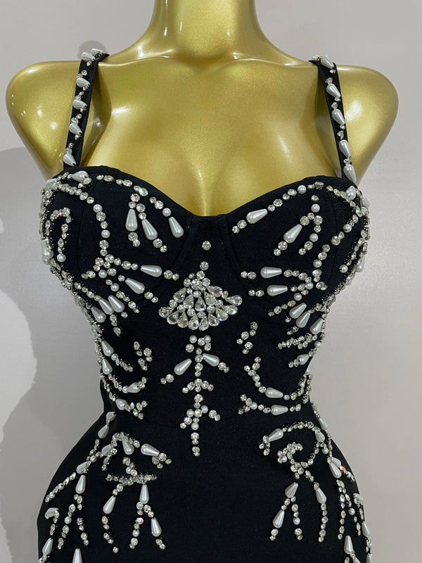 Primrose Beaded Backless Bandage Maxi Dress