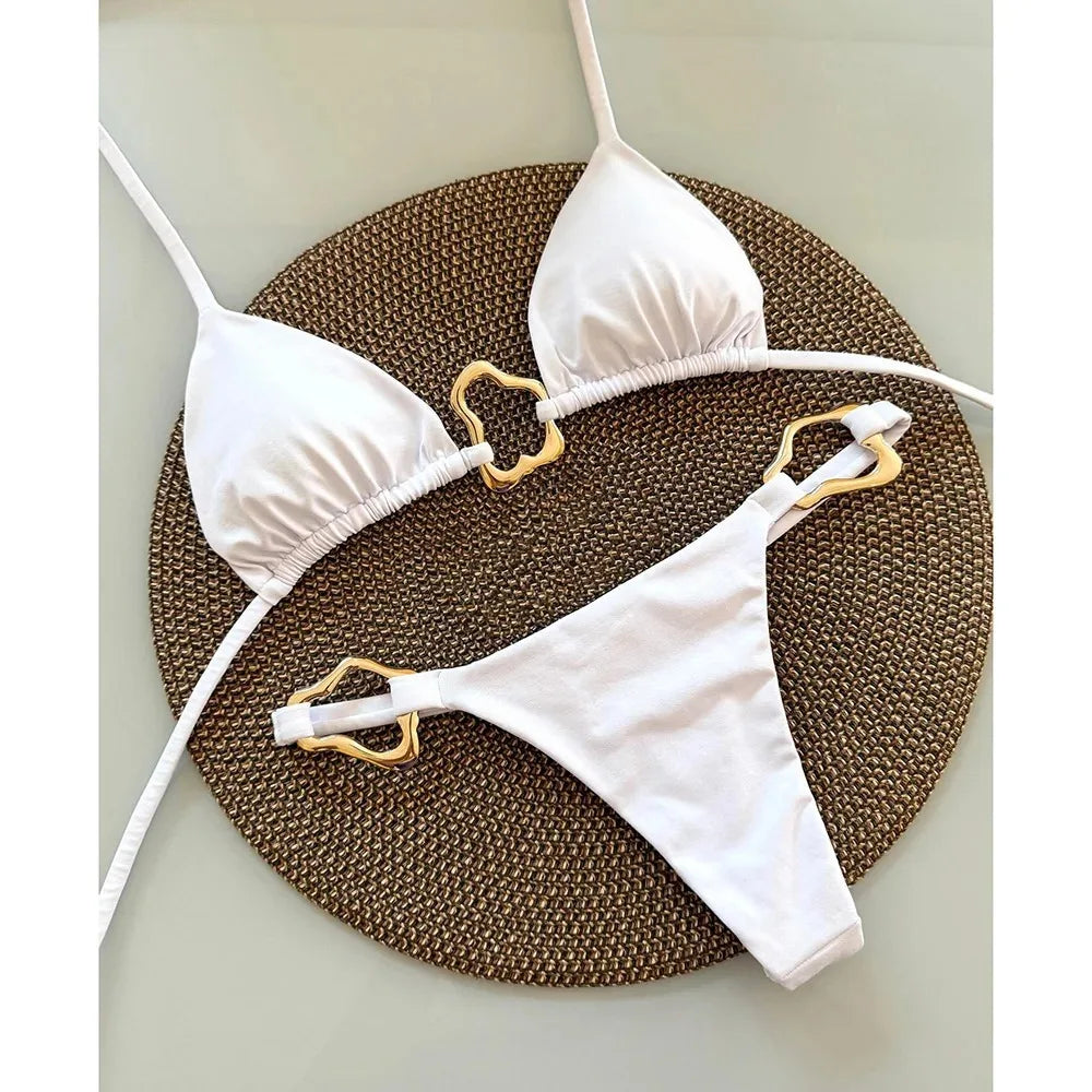 Maya Lace-Up Solid Bikini Two-piece