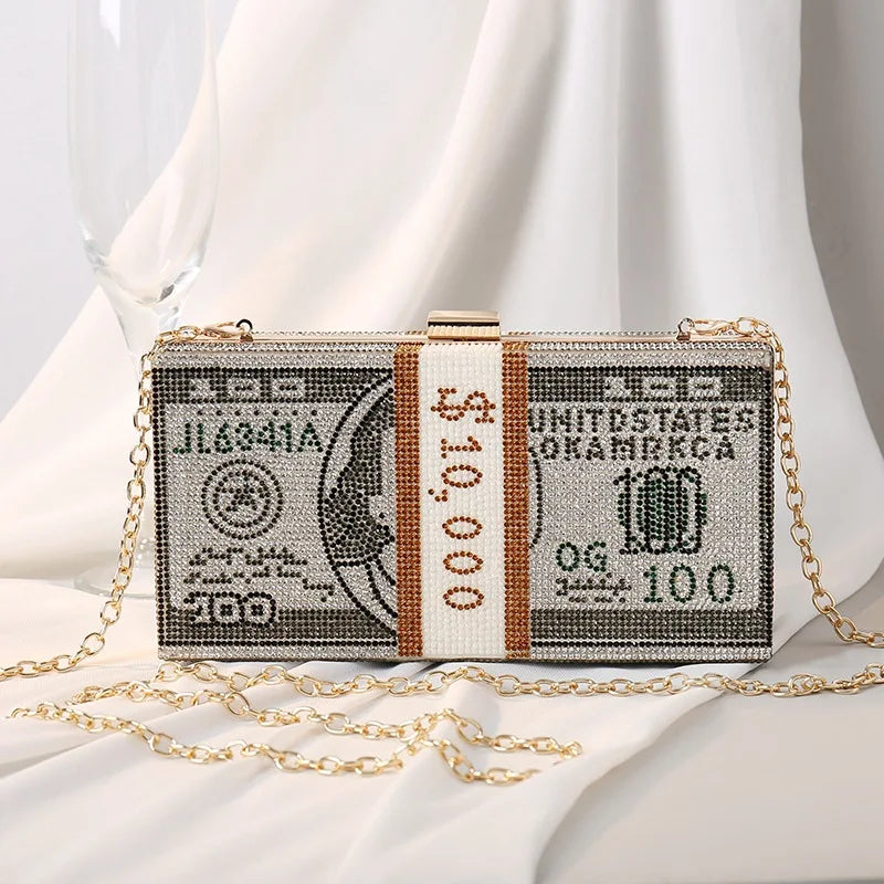 Odessa Crystal Money-Stack Box Clutch