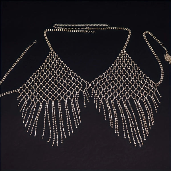 Sexy Shiny Mesh Crystal Bra Chain Jewelry Women's Luxury Shiny Nightclub Party Rhinestone Bra Chain Jewelry Accessories