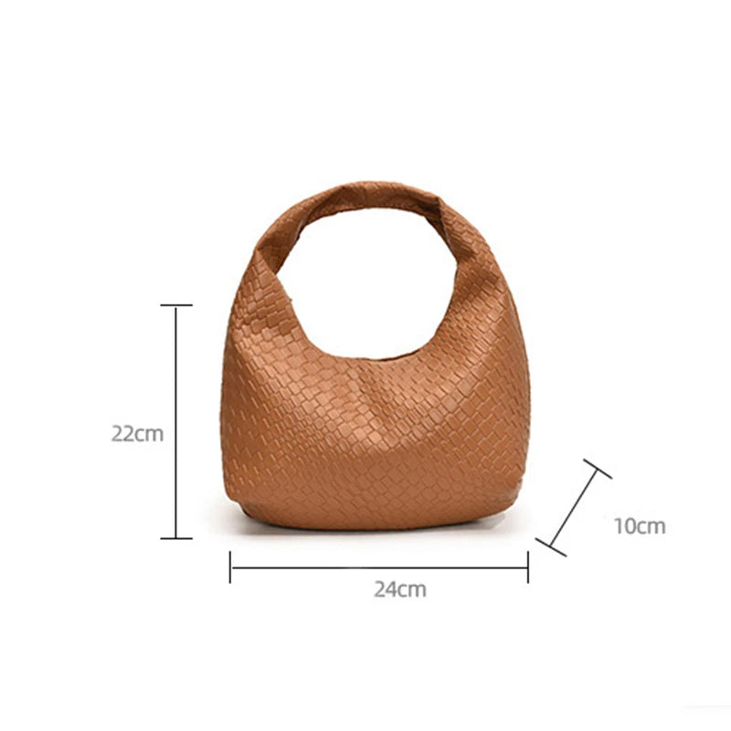 Henrietta Woven Faux-Leather Top-Handle Hobo Bag