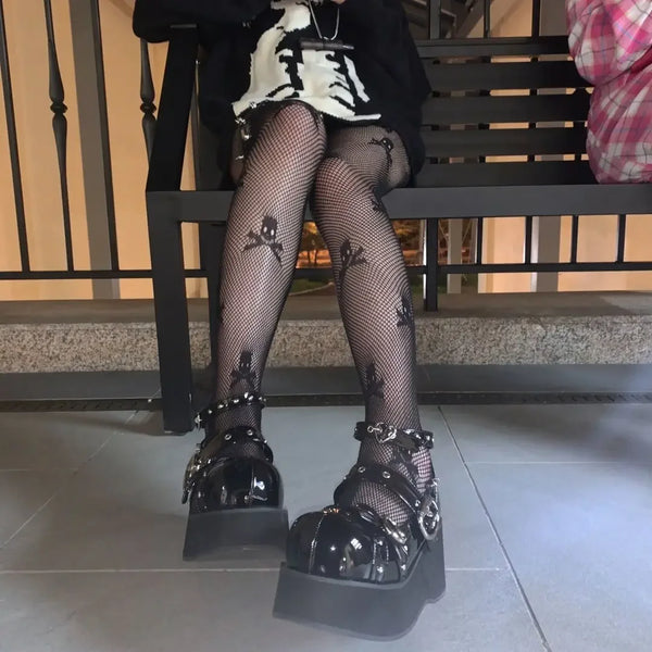 Salem Gothic Cross Fishnet Pantyhose