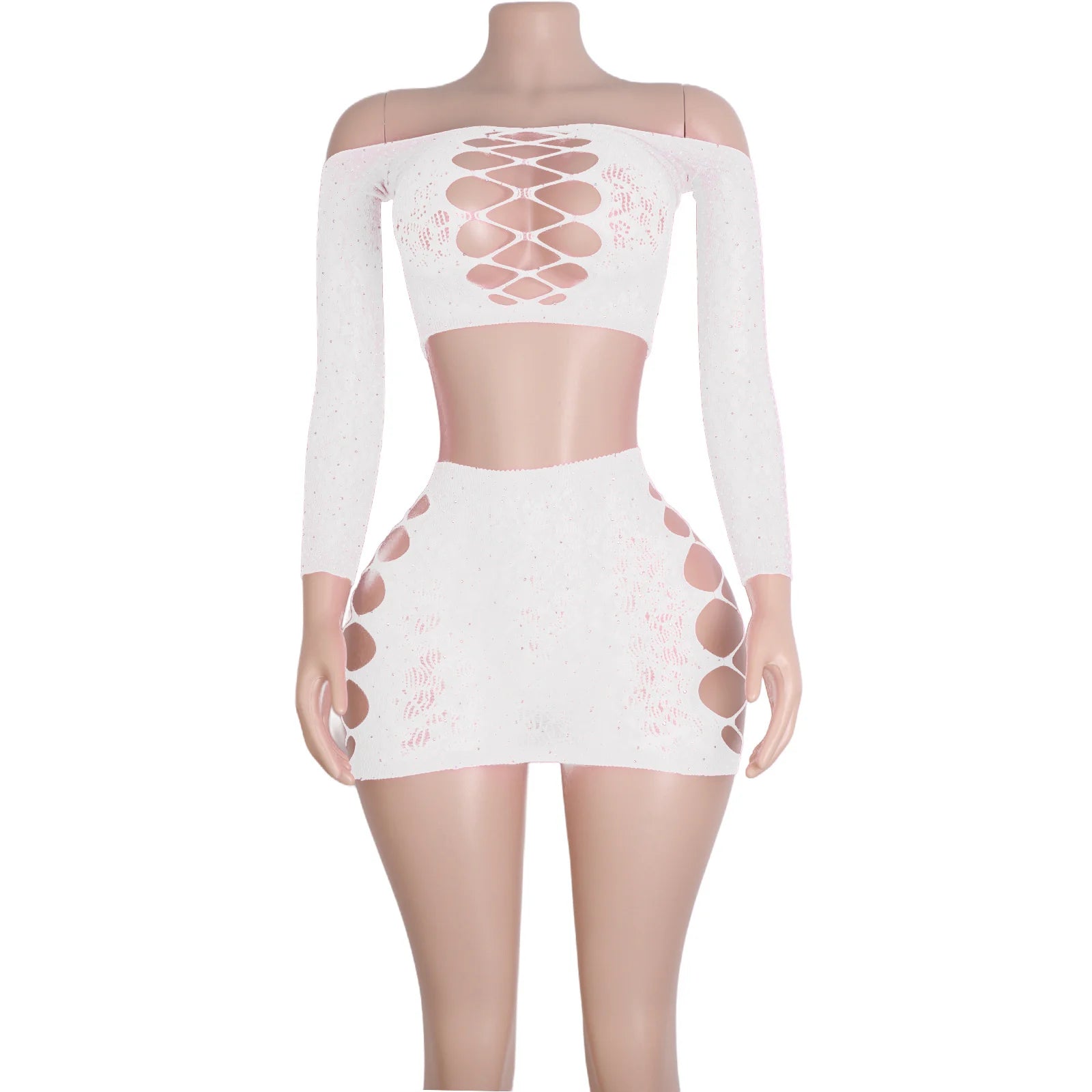 Velvet Eclipse Fishnet Rhinestone Lingerie Two-piece